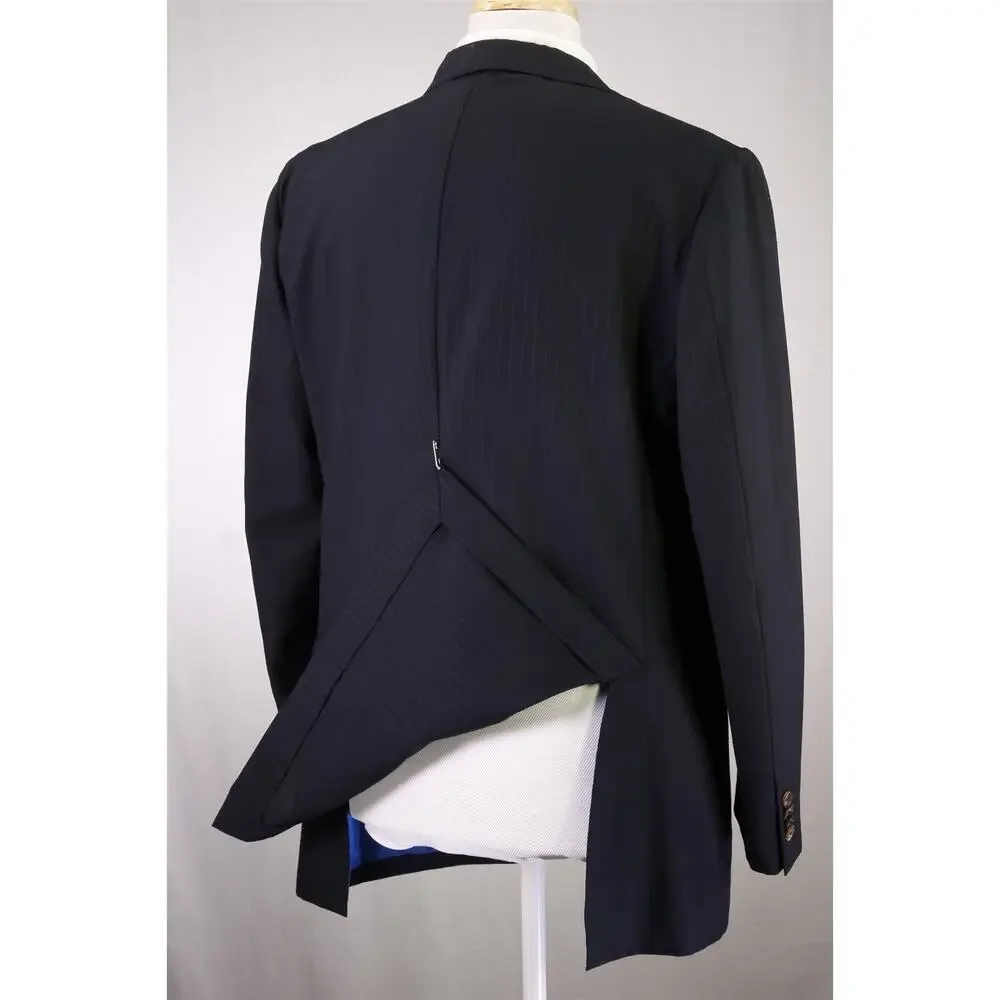 Mariano Rubinacci Napoli Navy Blue Tonstripe 3/2 Roll Lapel Wool Suit 42R